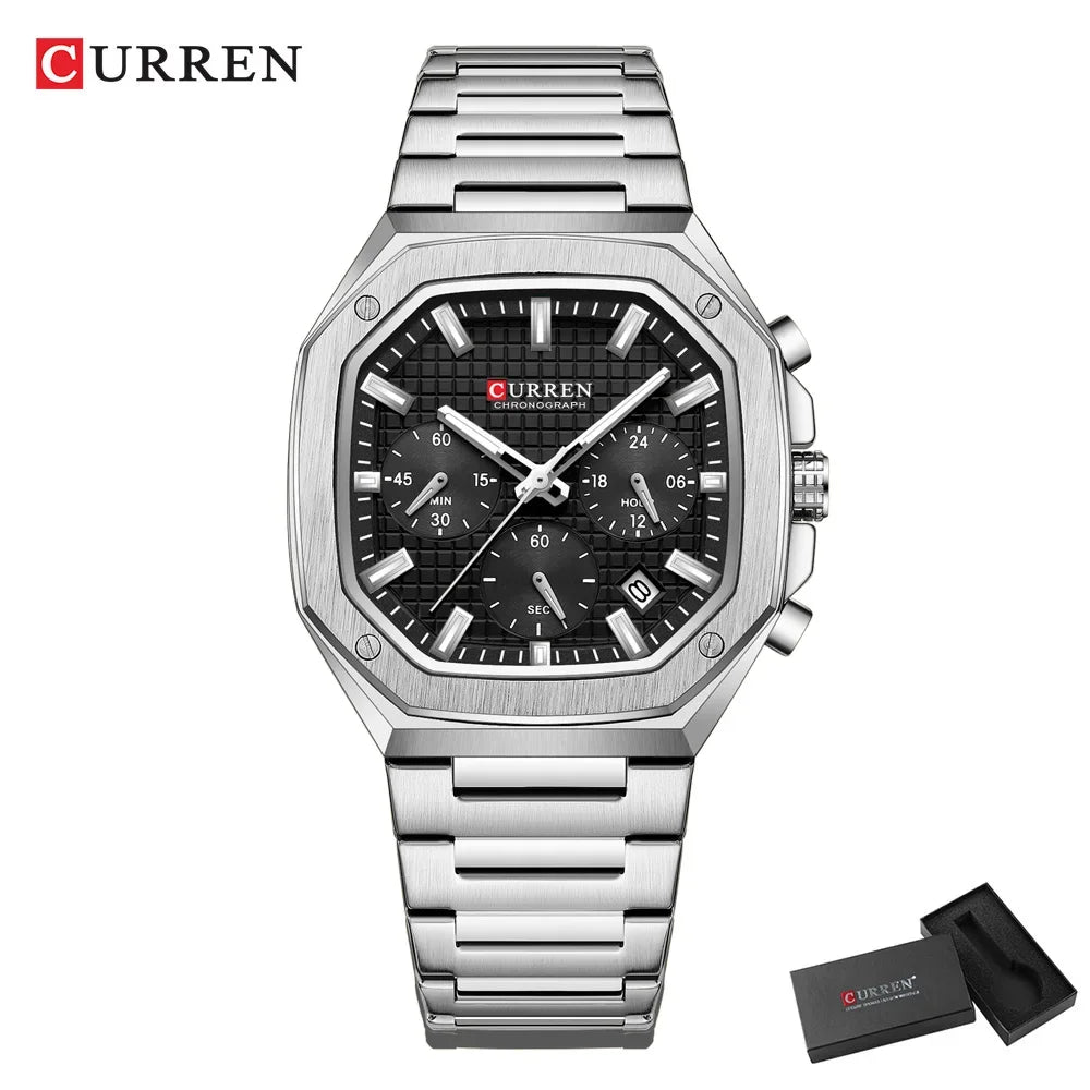 Men Quartz Watches CURREN Full Steel Waterproof Chronograph Wristwatch Men Relogio Masculino