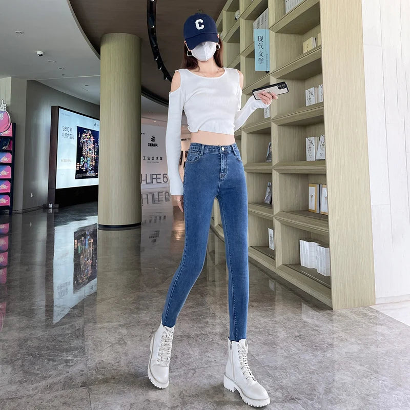 Women's Jeans Elastic Slim Fashion Pencil Pants Streetwear Jean Female Clothing Vintage Skinny Jeans Stretch Trousers