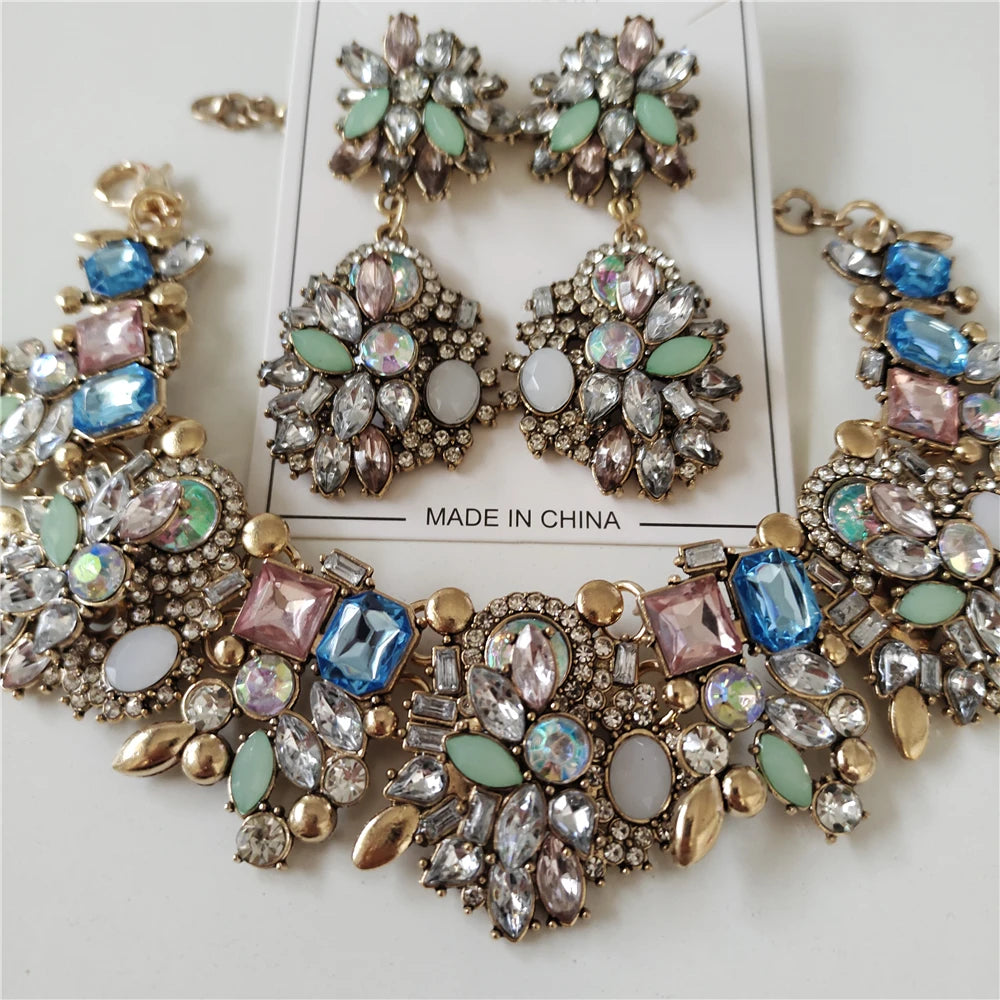 Crystal Rhinestone Jewelry Sets Necklace Bracelets & Earrings Set Wedding Bridal Jewelry