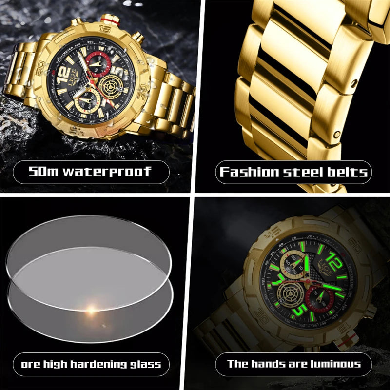 LIGE Men Watches with Date Militaries Fashion Watches For Men Waterproof Quartz Chronograph Sport Full Steel with Date