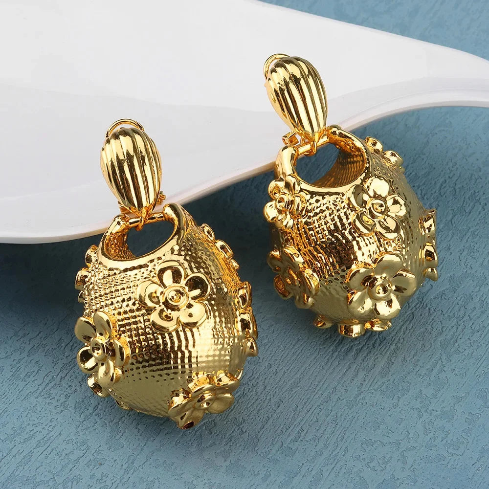Golden or Silver Color Drop Earrings and Necklace Jewelry Set Pendant Jewelry Set