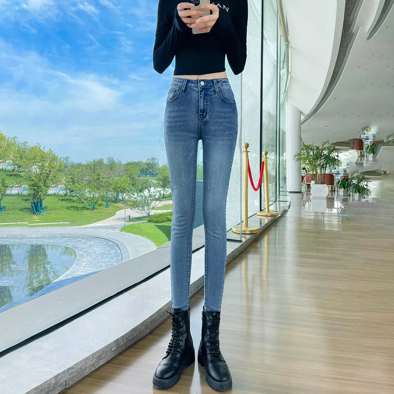 Women's Jeans Elastic Slim Fashion Pencil Pants Streetwear Jean Female Clothing Vintage Skinny Jeans Stretch Trousers