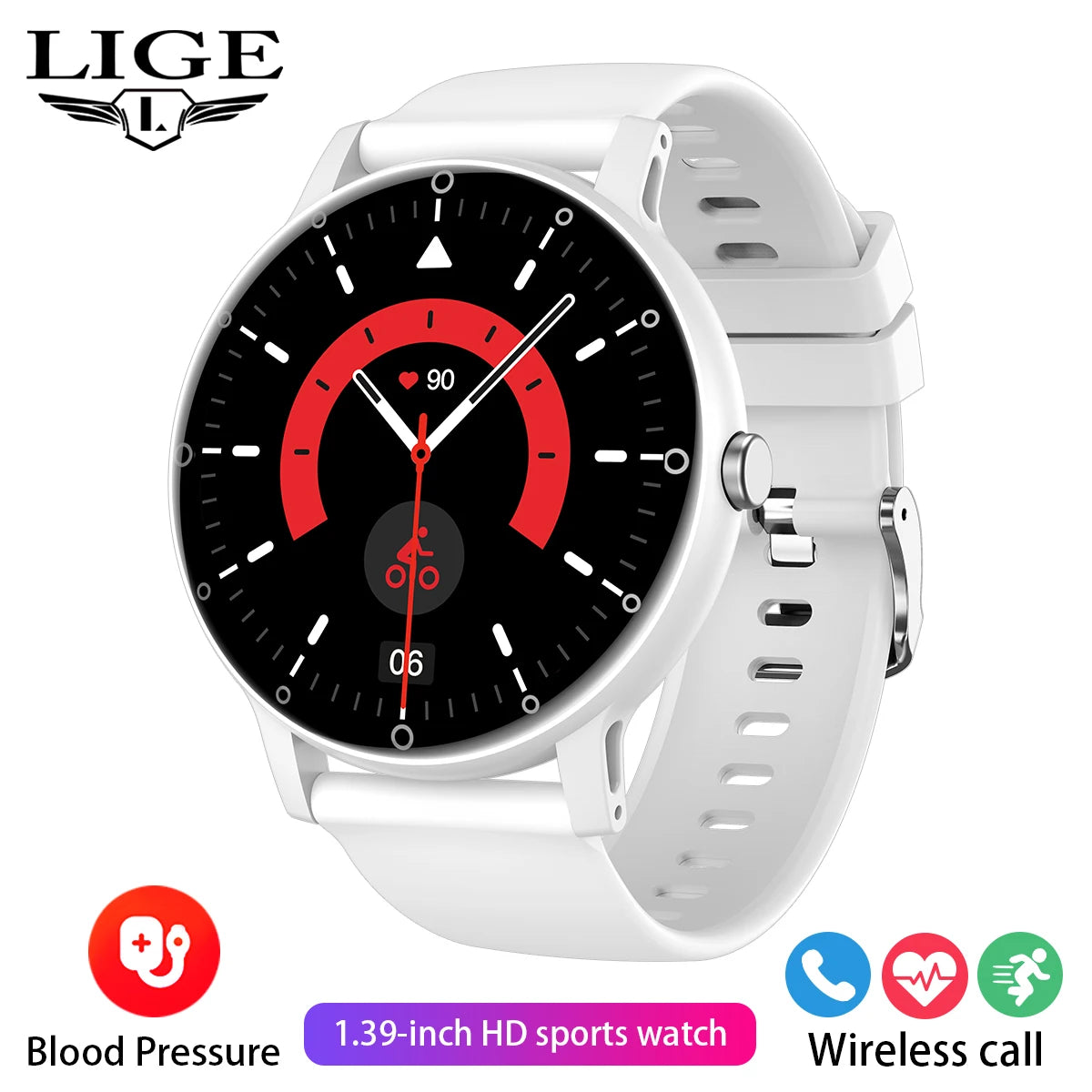 LIGE Smart Watch Men Outdoor Bluetooth Call Sports Fitness Watches Health Monitor Waterproof For Android IOS Smartwatch