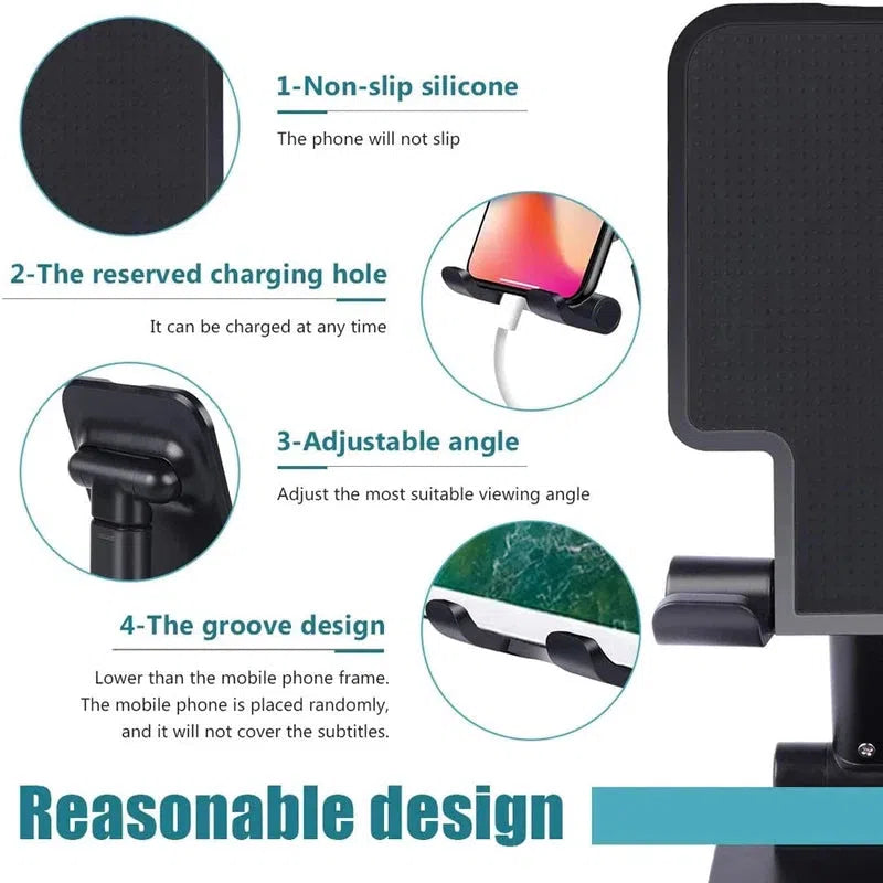 Phone Stand, Desktop Tablet Holder, Foldable, Extend Desk Mobile Phone Support