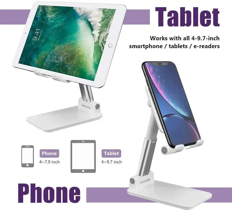 Phone Stand, Desktop Tablet Holder, Foldable, Extend Desk Mobile Phone Support