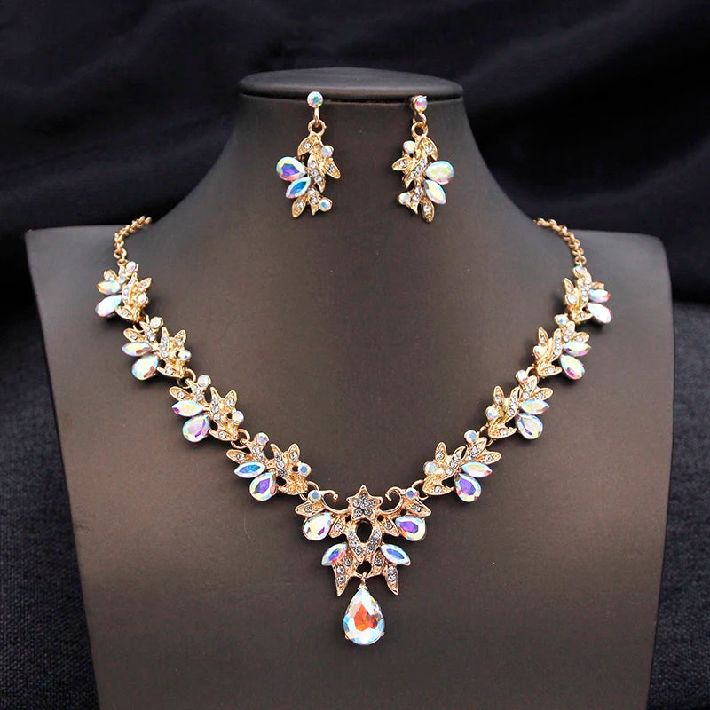 High Opal Pink Tiaras and necklace earrings Bridal Jewelry Sets or Crown Prom Birthday Costume