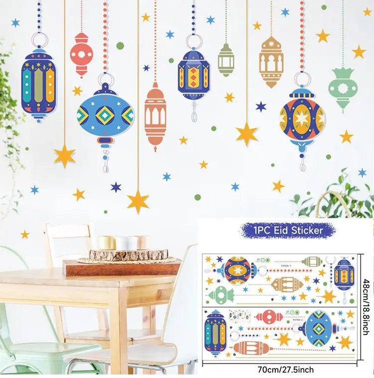 Eid Window Stickers Ramadan Decoration 2024 Eid Mubarak Decor for Home Ramadan Kareem Islam Muslim Party Supplies Eid Al-fitr