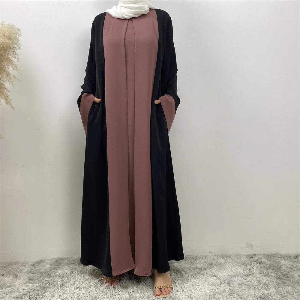 Abaya Muslim Luxury Splicing (Fake Two Pcs) Abayas For Women Kaftan Modest Dress Islam Caftan Moroccan Femme