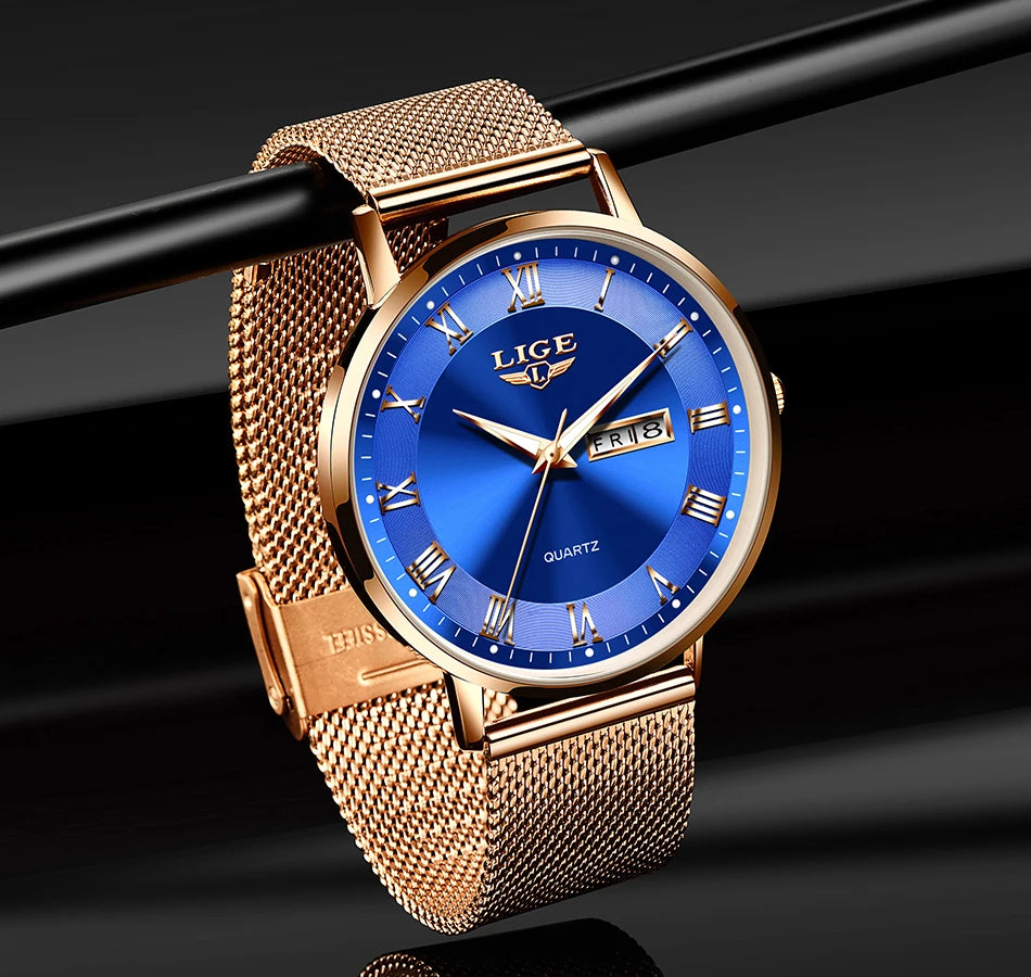 LIGE Watch for Women Luxury Creative Steel Women's Bracelet Watches Female Waterproof