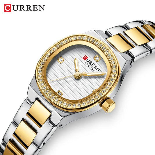Women Quartz Watch CURREN Casual Wristwatches Ladies Stainless Steel Bracelet with Luminous Hands