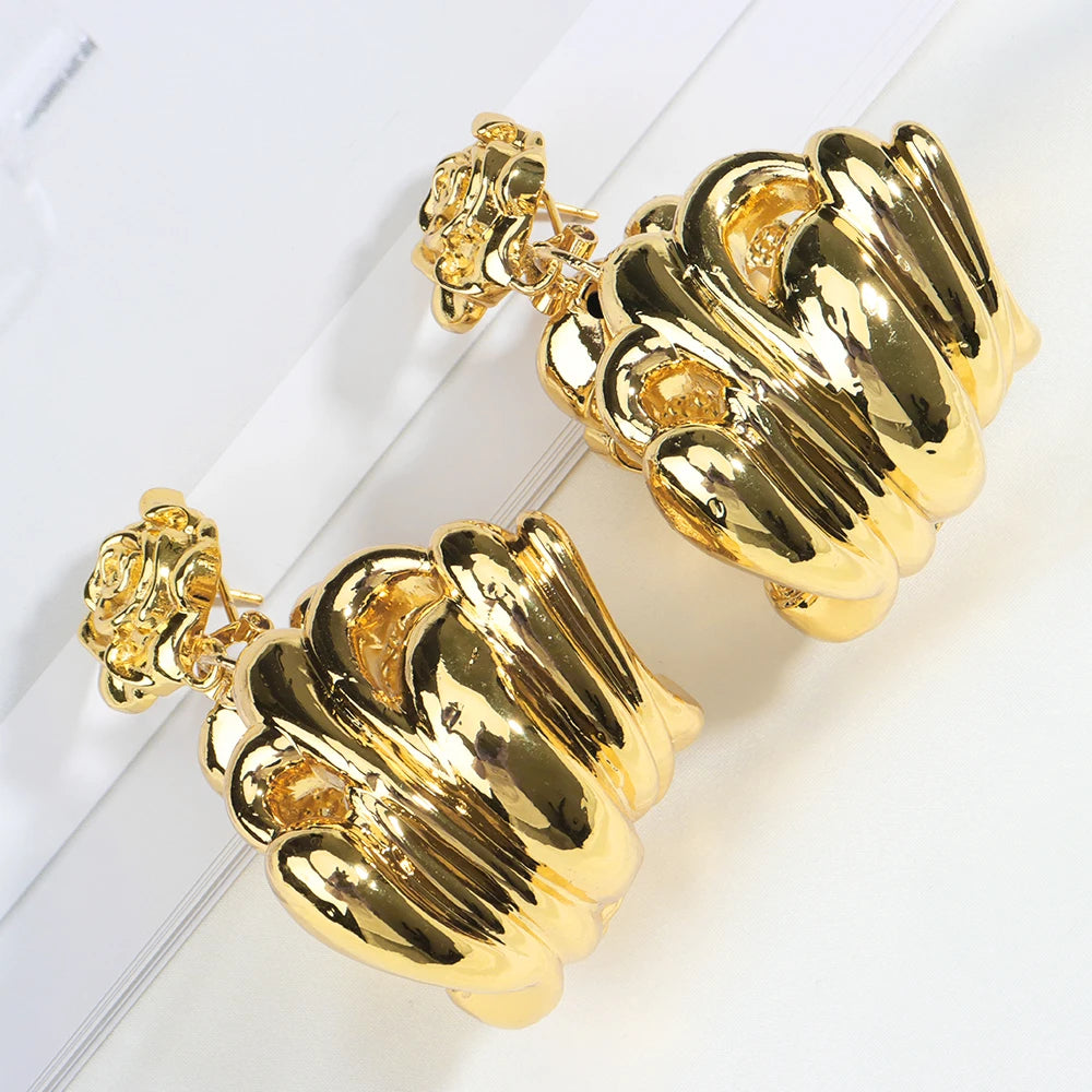 Golden or Silver Color Drop Earrings and Necklace Jewelry Set Pendant Jewelry Set