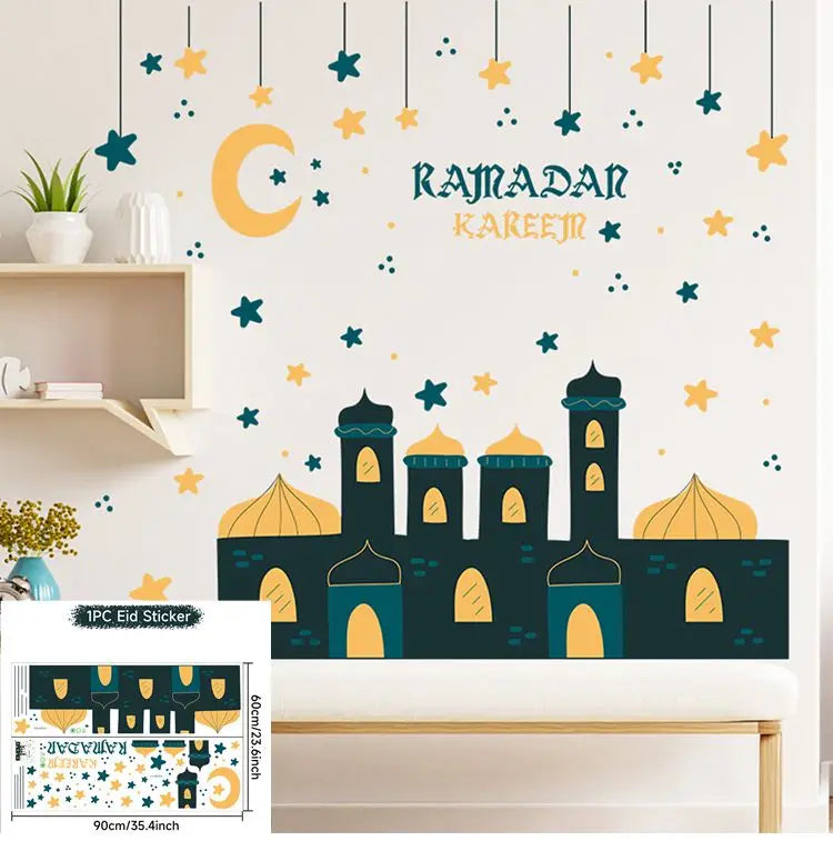 Eid Window Stickers Ramadan Decoration 2024 Eid Mubarak Decor for Home Ramadan Kareem Islam Muslim Party Supplies Eid Al-fitr