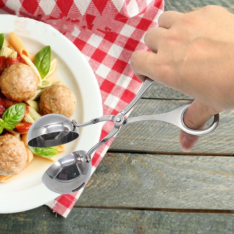 Meat Ball Maker tool, Scissor type Tool Stainless Steel Clip make Round Meat Ball, Rice Ball, Non Stick Kitchen Gadget