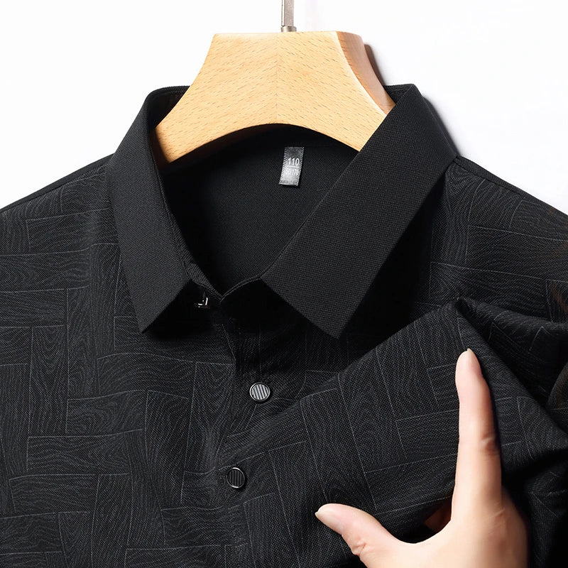 Men's Short Sleeved Shirt Business Casual Solid Color Polo Shirt Fashionable Breathable Comfortable T Shirt