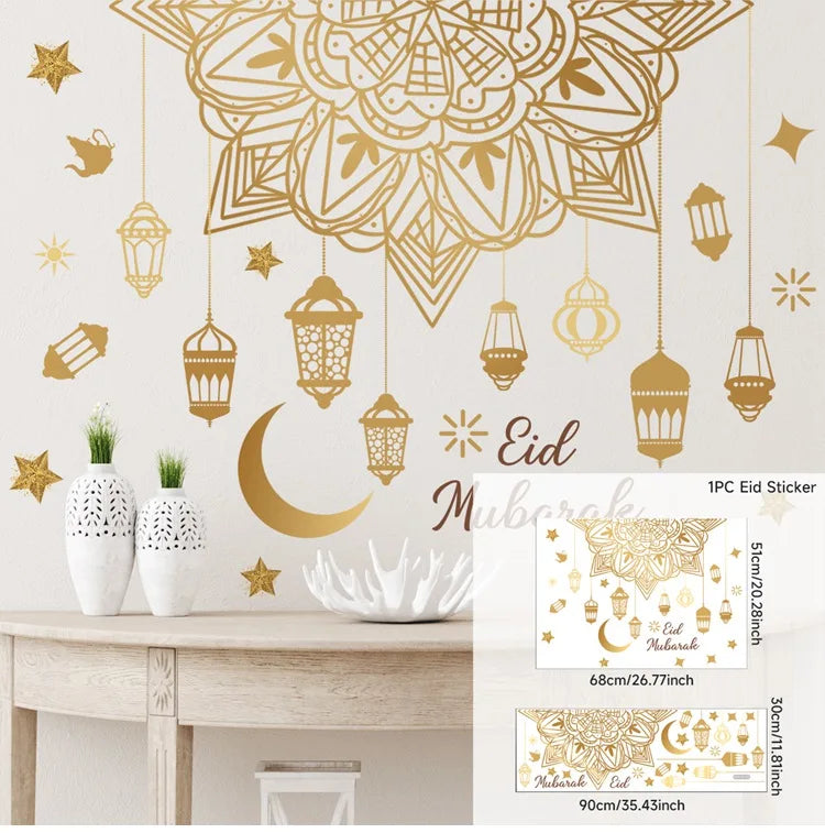 Eid Window Stickers Ramadan Decoration Eid Mubarak Decor for Home Ramadan Kareem Party Supplies Eid Al-fitr