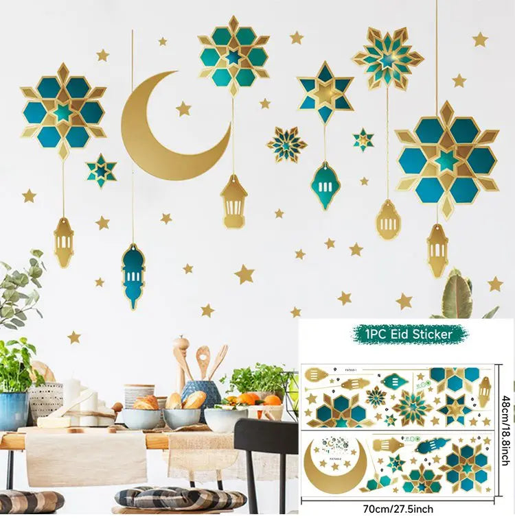 Eid Window Stickers Ramadan Decoration 2024 Eid Mubarak Decor for Home Ramadan Kareem Islam Muslim Party Supplies Eid Al-fitr