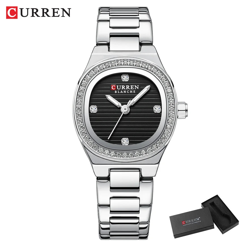 Women Quartz Watch CURREN Casual Wristwatches Ladies Stainless Steel Bracelet with Luminous Hands