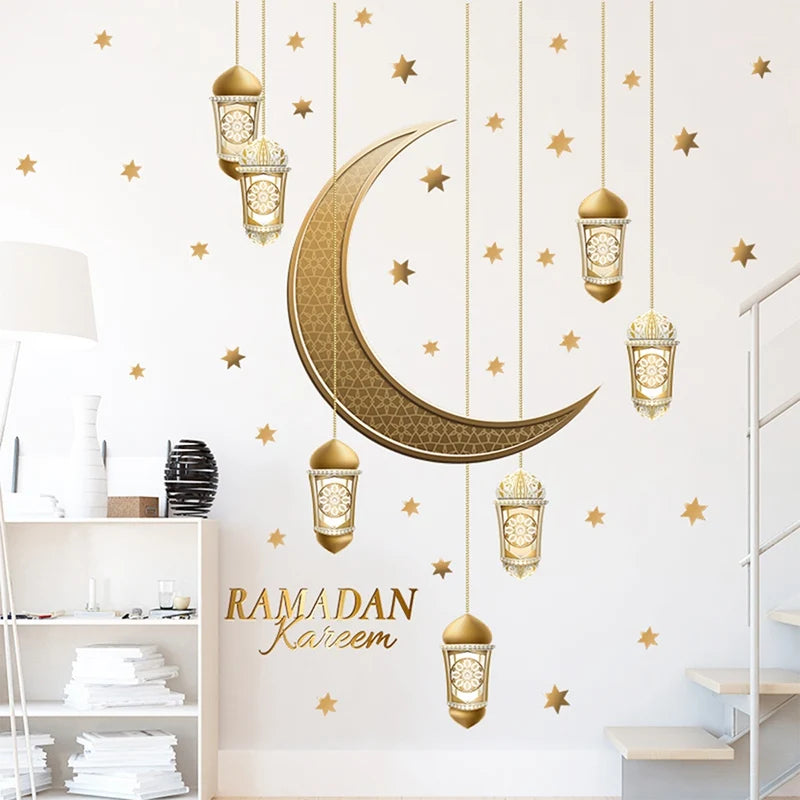 Eid Window Stickers Ramadan Decoration Eid Mubarak Decor for Home Ramadan Kareem Party Supplies Eid Al-fitr