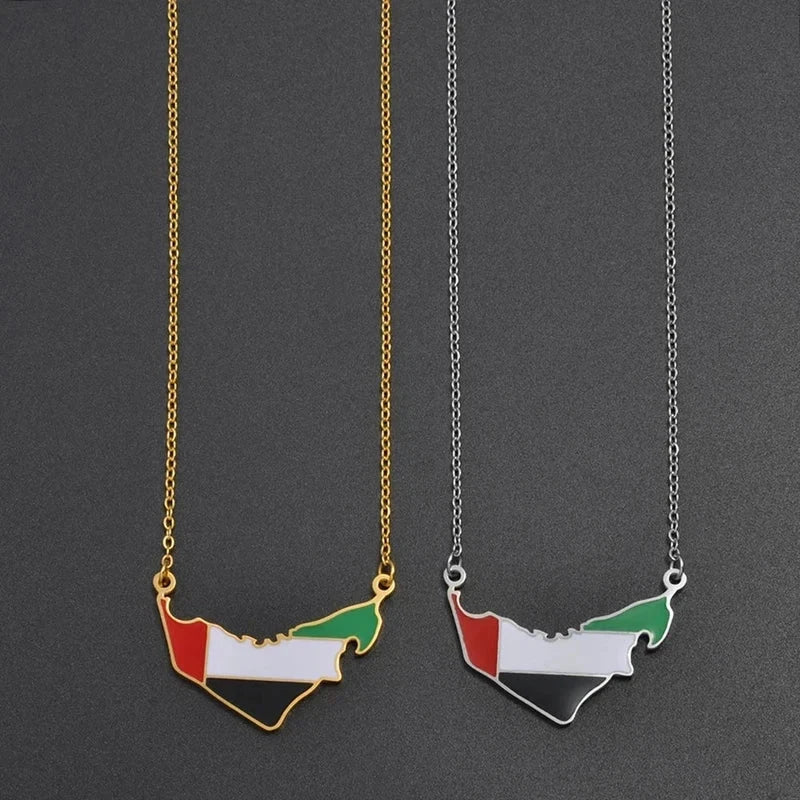 United Arab Emirates Map Flag Necklaces for Boys and Girls UAE