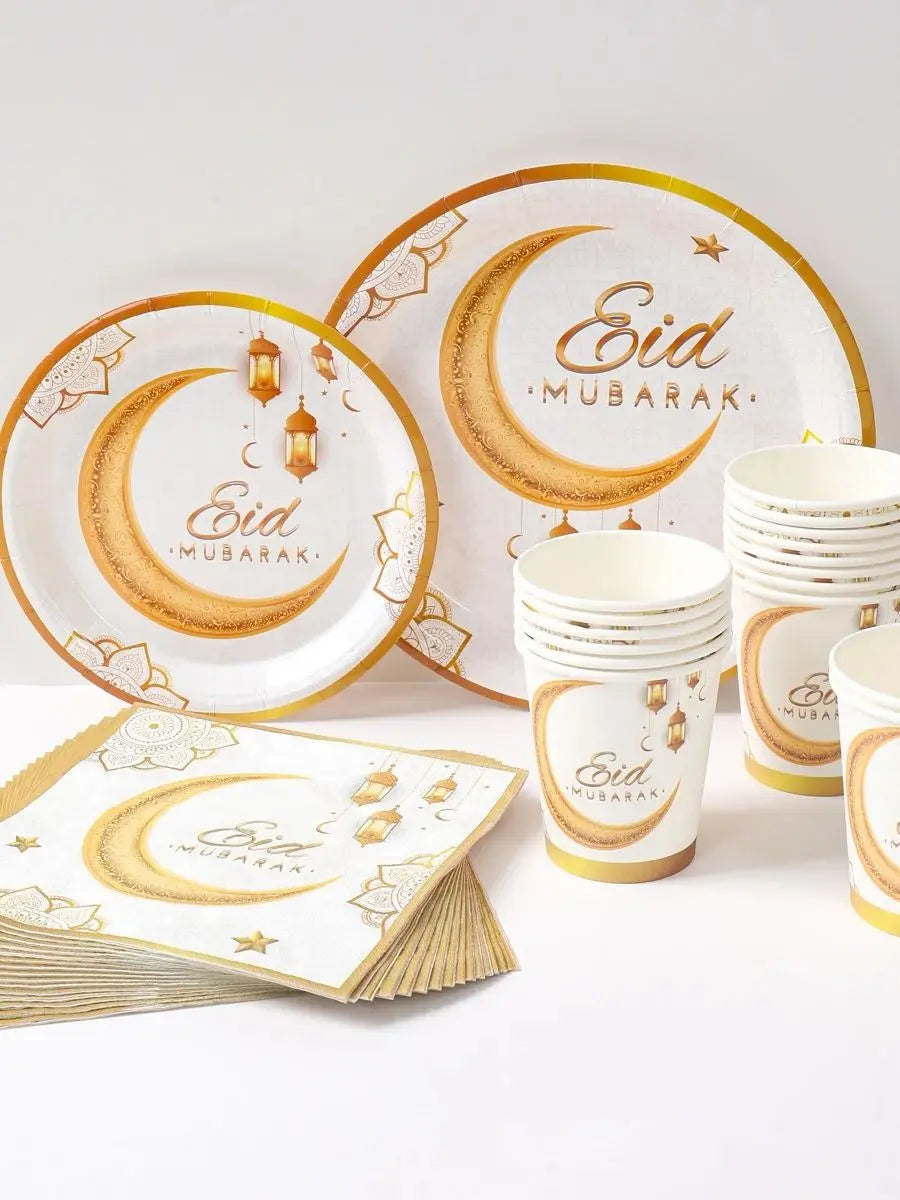 Eid Mubarak Tableware Set 2025 Ramadan Decoration For Home Eid Al Adha Ramadan Kareem Gift Islamic Muslim Party Decor Supplies