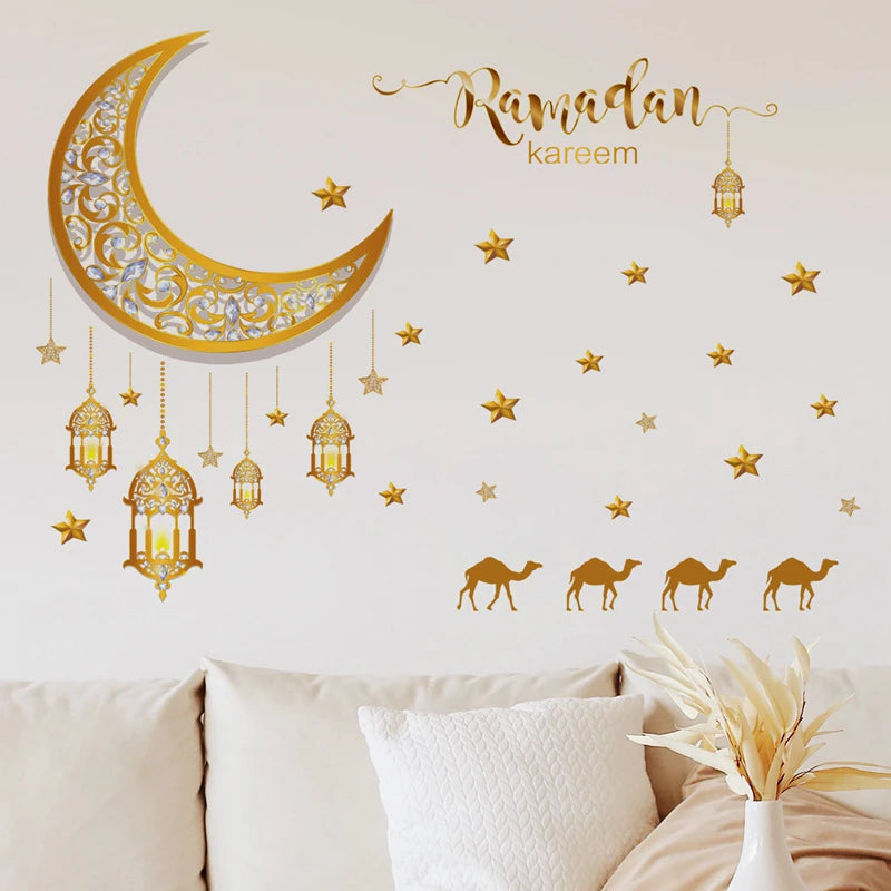 Eid Window Stickers Ramadan Decoration Eid Mubarak Decor for Home Ramadan Kareem Party Supplies Eid Al-fitr