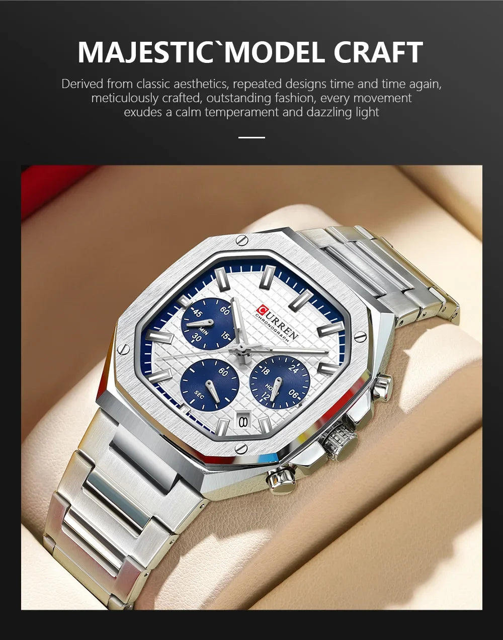 Men Quartz Watches CURREN Full Steel Waterproof Chronograph Wristwatch Men Relogio Masculino