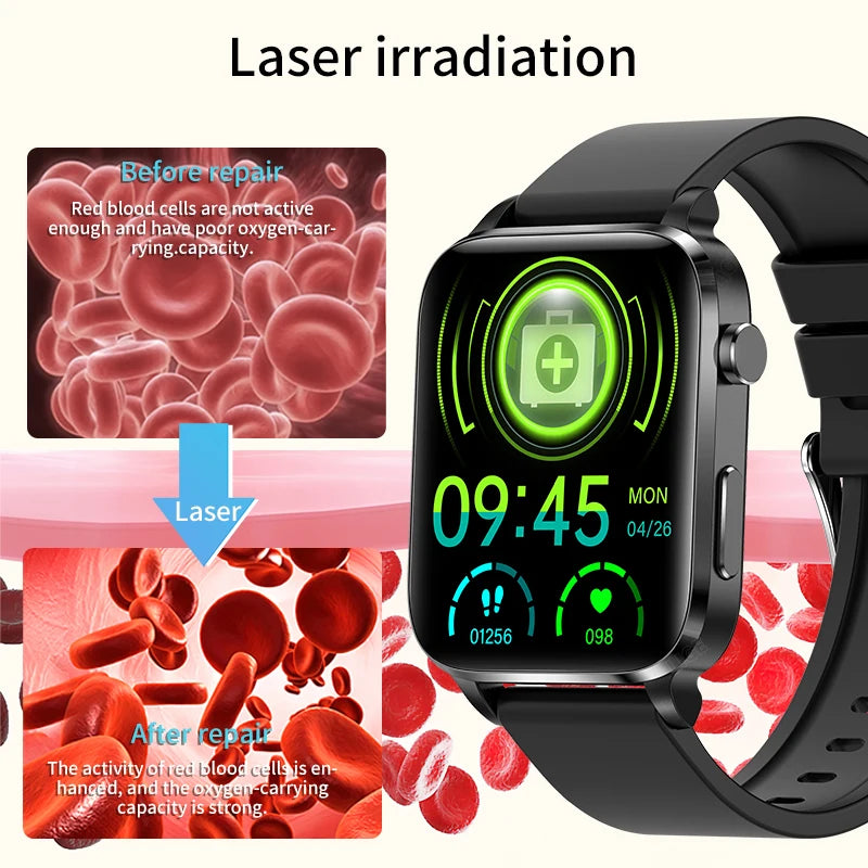 Lige Men Smart Watch Laser Treatment Health Heart Rate Blood Pressure Waterproof Sport Watch Body Temperature