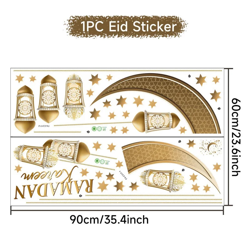 Eid Window Stickers Ramadan Decoration Eid Mubarak Decor for Home Ramadan Kareem Party Supplies Eid Al-fitr