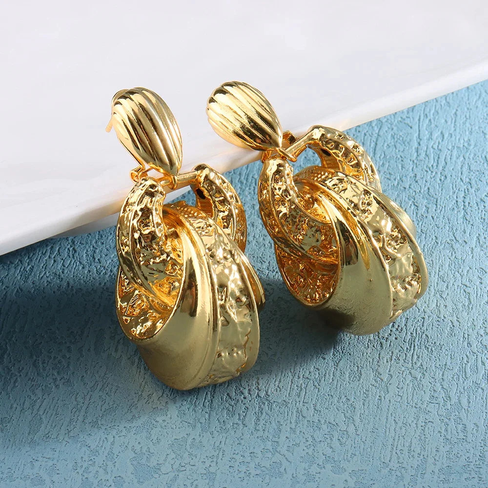 Golden or Silver Color Drop Earrings and Necklace Jewelry Set Pendant Jewelry Set