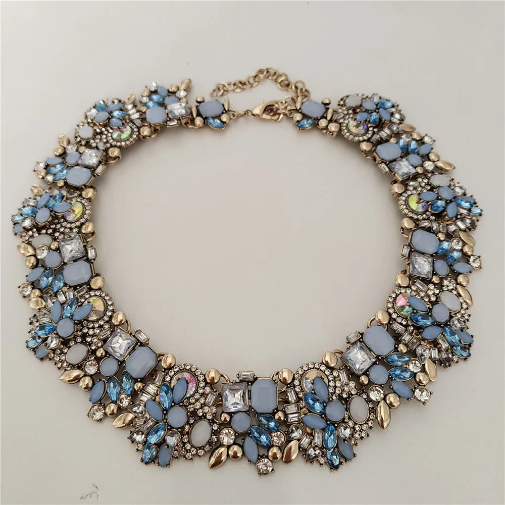 Crystal Rhinestones Necklace Earrings Bridal Jewelry Sets Big Choker Necklace