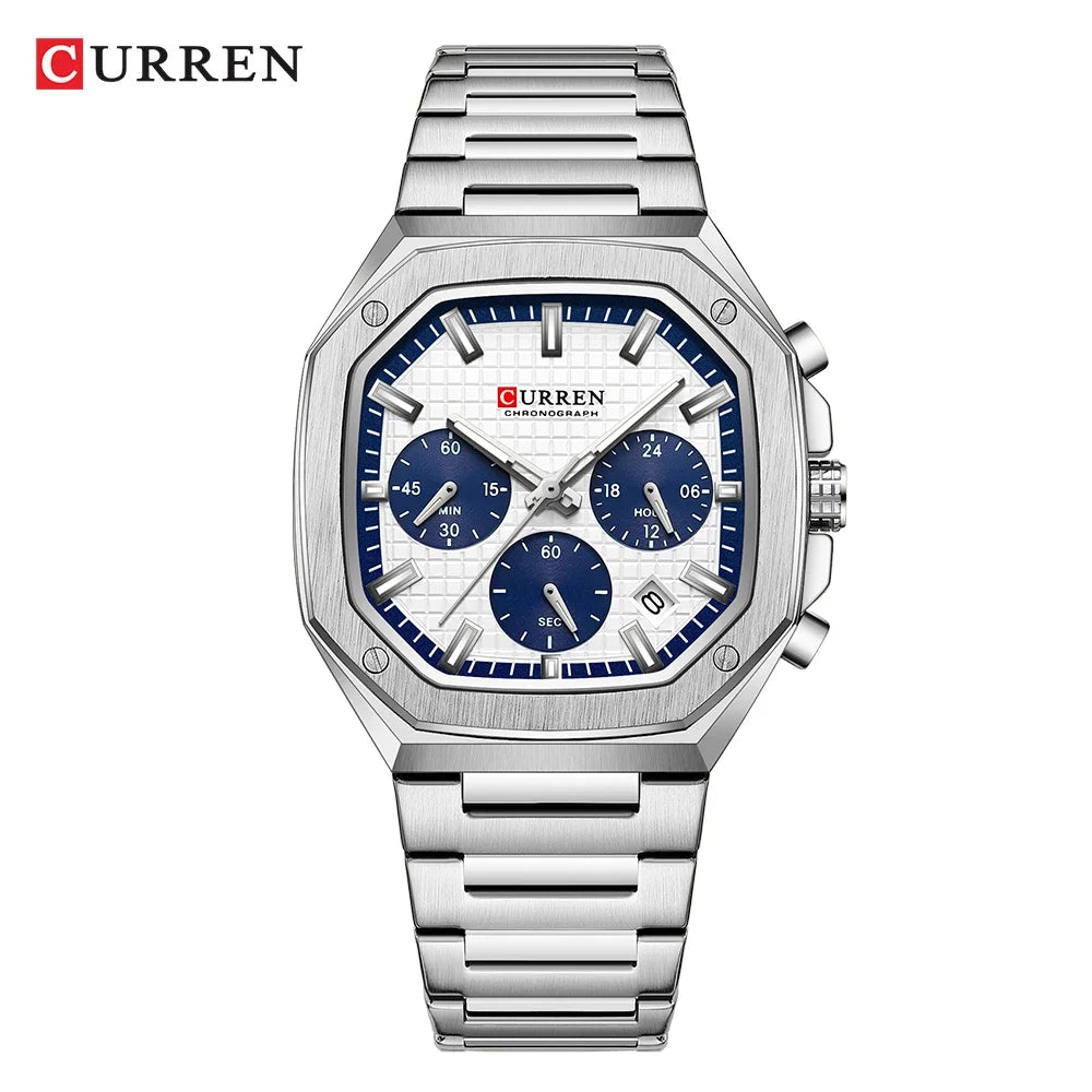 Men Quartz Watches CURREN Full Steel Waterproof Chronograph Wristwatch Men Relogio Masculino