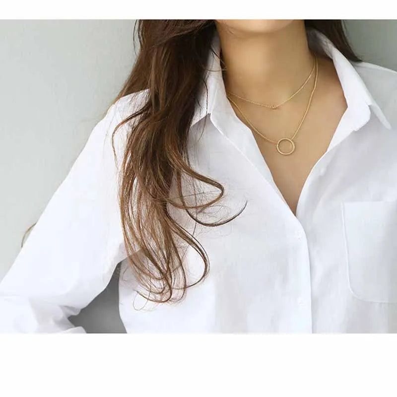 Women Top Cotton Blouse Casual, Cotton White Shirt Women Long Sleeve Button Up Loose