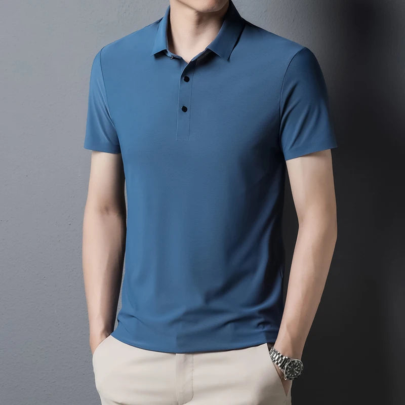 Men's Polo T-Shirt Summer Thin Breathable Stretch Casual Lapel Polo Shirt Male Brand Clothing