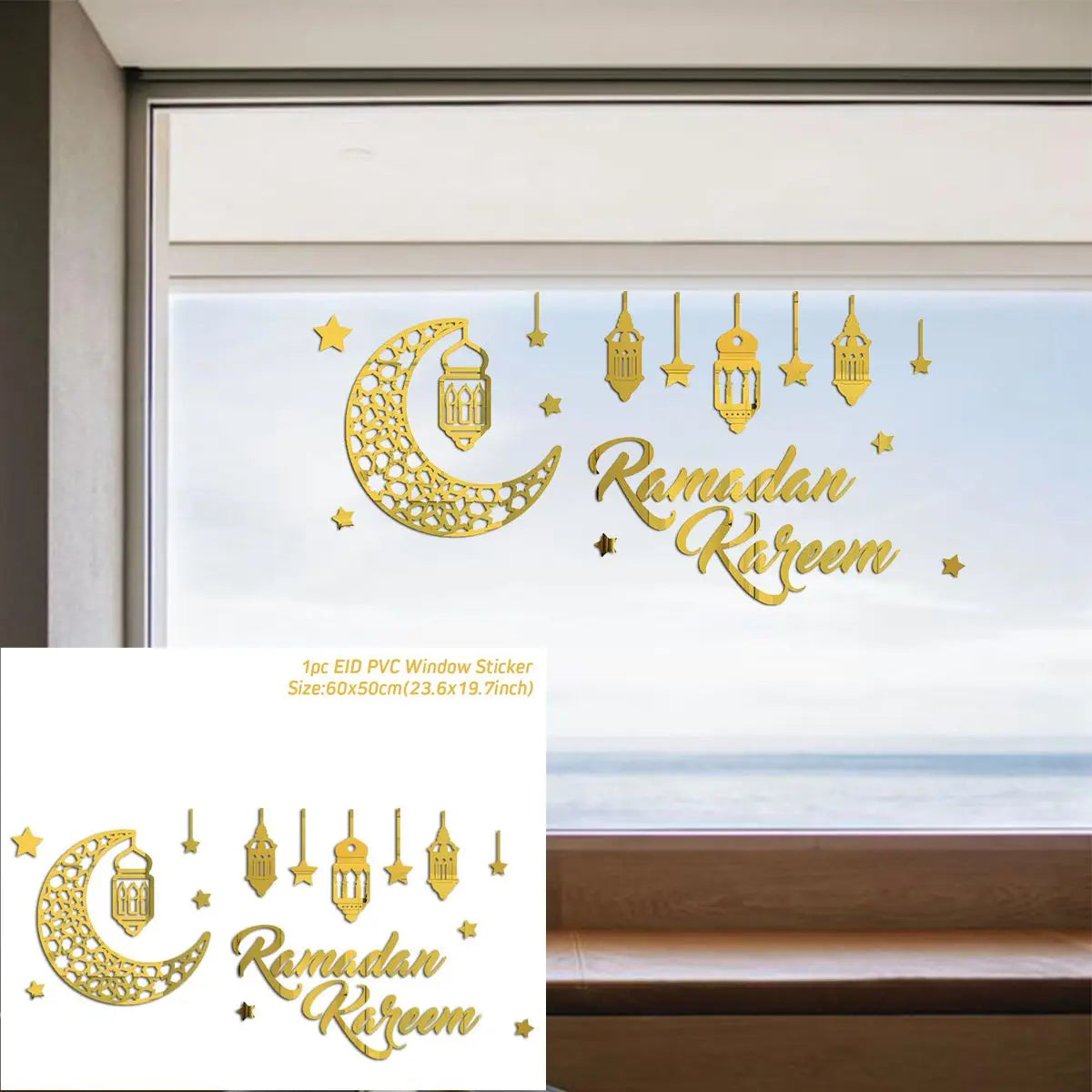 Eid Window Stickers Ramadan Decoration Eid Mubarak Decor for Home Ramadan Kareem Party Supplies Eid Al-fitr