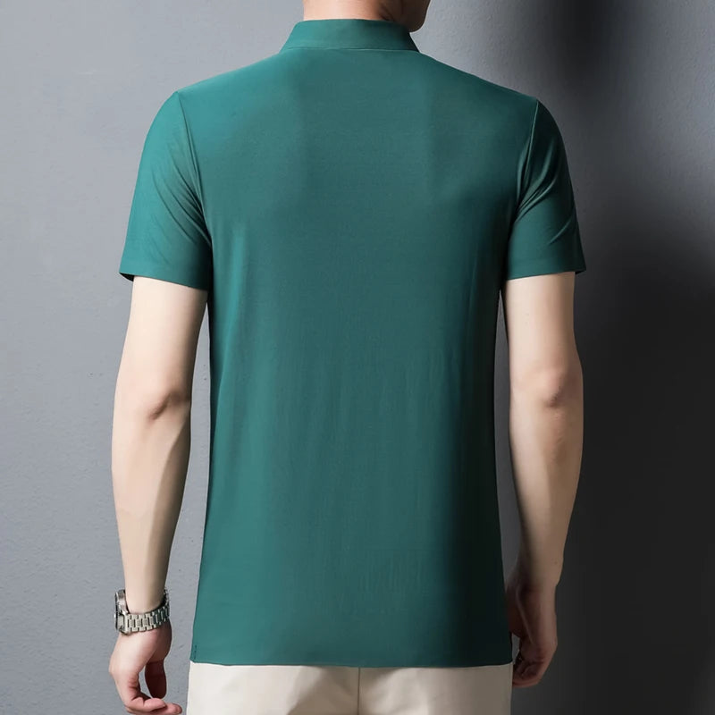 Men's Polo T-Shirt Summer Thin Breathable Stretch Casual Lapel Polo Shirt Male Brand Clothing