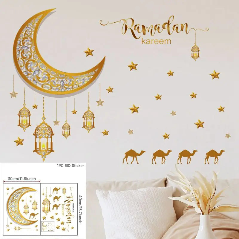 Eid Window Stickers Ramadan Decoration Eid Mubarak Decor for Home Ramadan Kareem Party Supplies Eid Al-fitr