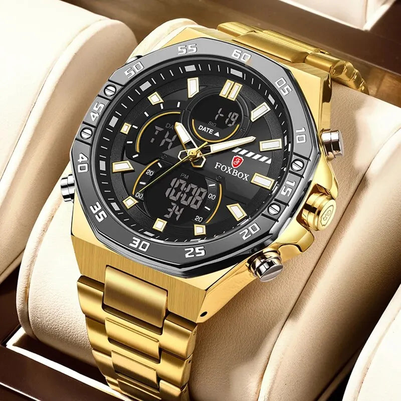 LIGE Men Dual Display Watch For Casual Sports Military Chronograph Wristwatch Top Brand Luxury Waterproof