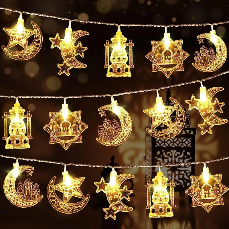 Led String Lights 20 led Eid Mubarak Star Moon Ramadan Kareem Decoration Islamic Muslim Festival