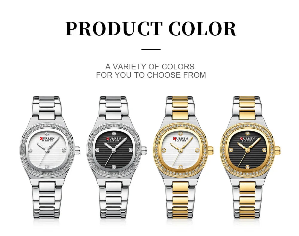 Women Quartz Watch CURREN Casual Wristwatches Ladies Stainless Steel Bracelet with Luminous Hands