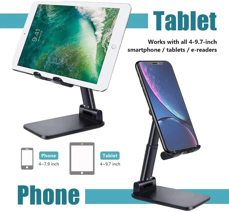 Phone Stand, Desktop Tablet Holder, Foldable, Extend Desk Mobile Phone Support