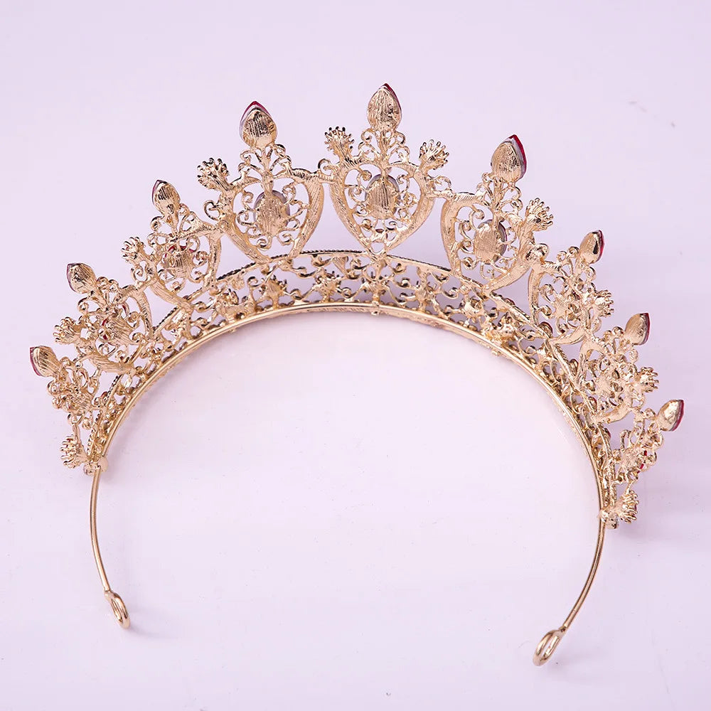 KMVEXO Vintage Baroque Fairy Crowns Bridle Crown Geometric Crystal Elf Tiaras for Women Wedding Costume