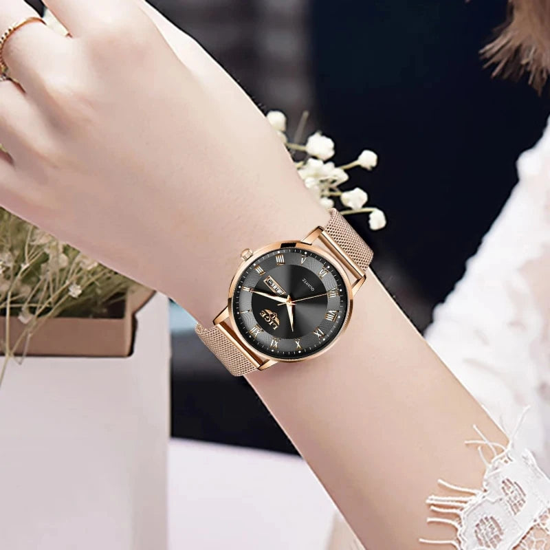 LIGE Watch for Women Luxury Creative Steel Women's Bracelet Watches Female Waterproof