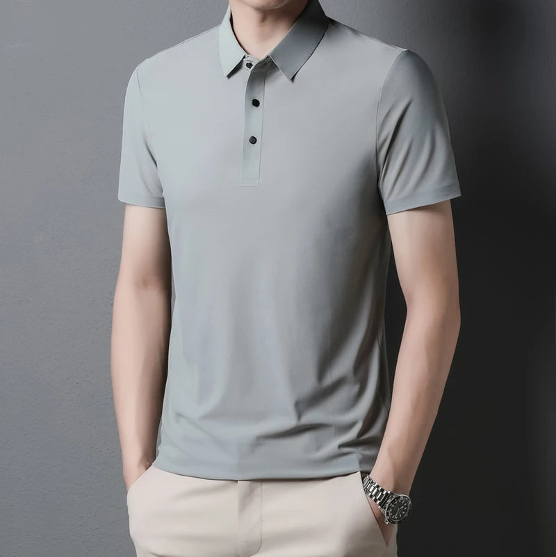 Men's Polo T-Shirt Summer Thin Breathable Stretch Casual Lapel Polo Shirt Male Brand Clothing