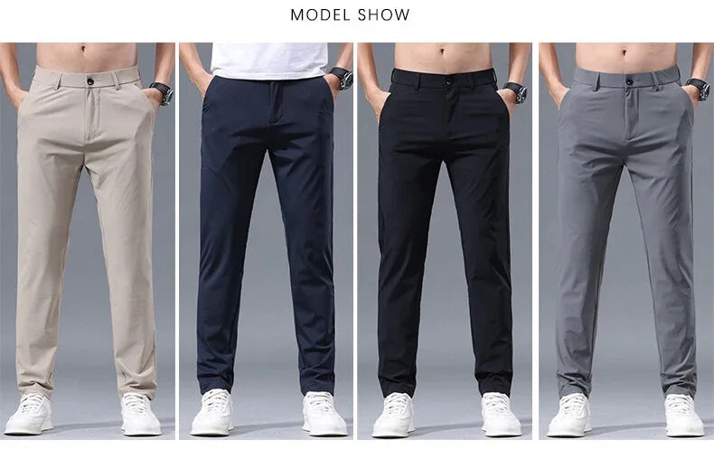 Men Pant Stretch Soft Thin, Elastic Waist Casual & Formal Trousers Wear for Male