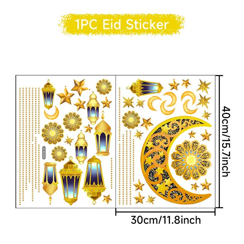 Eid Window Stickers Ramadan Decoration Eid Mubarak Decor for Home Ramadan Kareem Party Supplies Eid Al-fitr