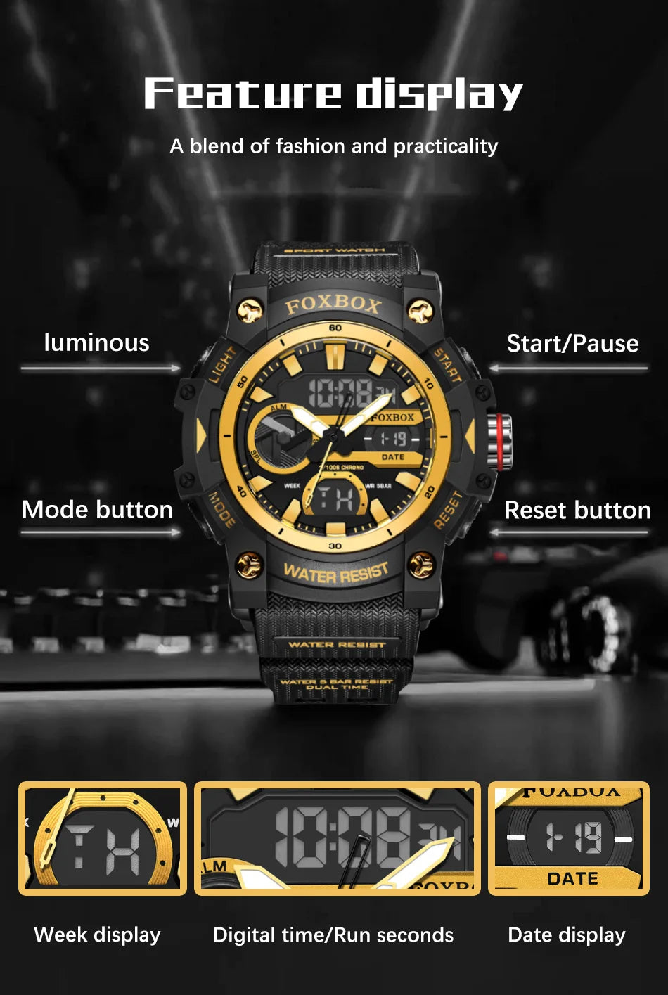 LIGE Fashion Digital Watches For Men Top Brand Luxury Military Waterproof Watch Men Casual Sport Dual Display Watch Montre Homme