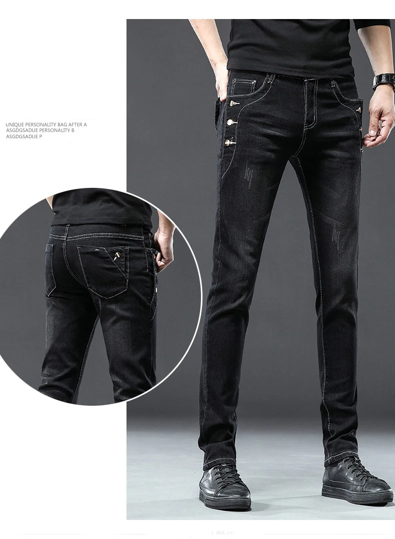 Men's Jean Casual Pant Fashion Stretch Pants Male Classic Slim Trousers