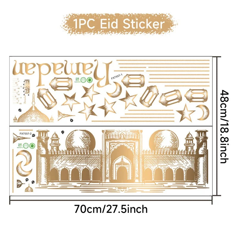 Eid Window Stickers Ramadan Decoration 2024 Eid Mubarak Decor for Home Ramadan Kareem Islam Muslim Party Supplies Eid Al-fitr