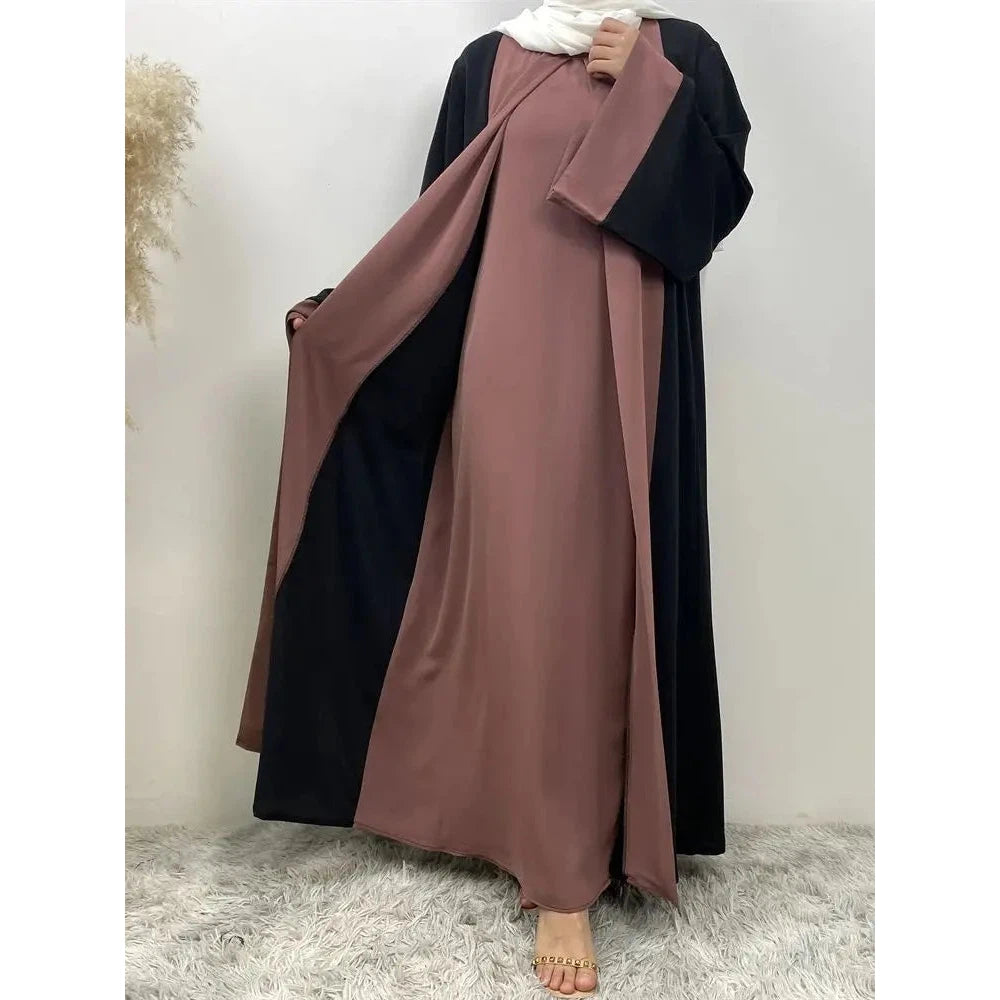 Abaya Muslim Luxury Splicing (Fake Two Pcs) Abayas For Women Kaftan Modest Dress Islam Caftan Moroccan Femme