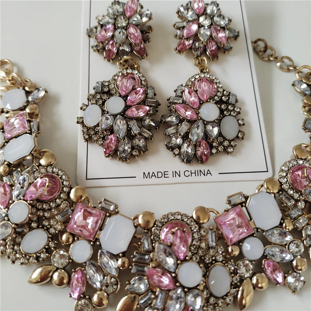 Crystal Rhinestone Jewelry Sets Necklace Bracelets & Earrings Set Wedding Bridal Jewelry